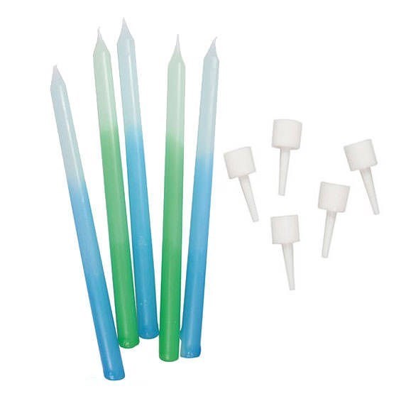 Blue/Green Ombre Candles - Pack of 12