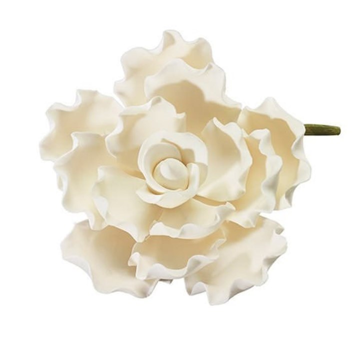 Gumpaste Ruffled Flower - White - 4"