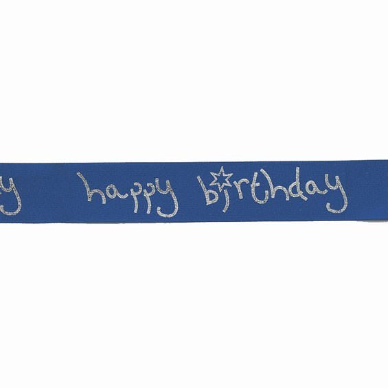 Royal Blue Happy Birthday Ribbon - 24mm