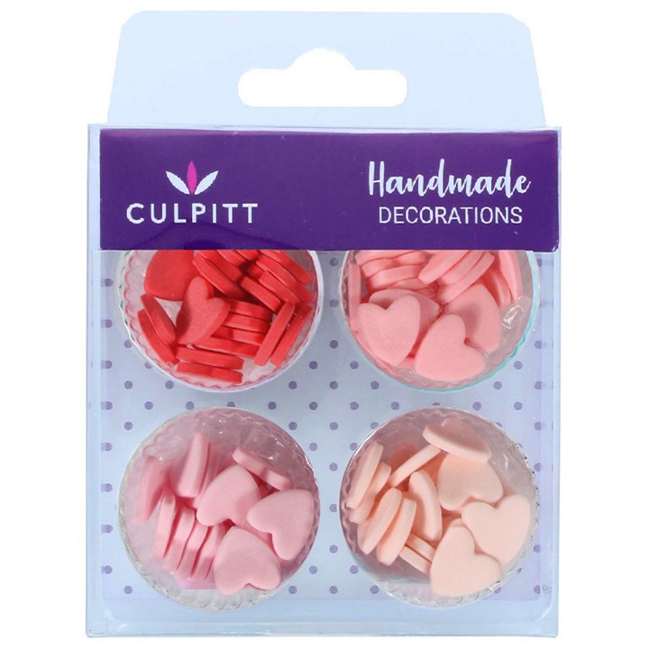 Culpitt Red & Pink Mini Sugar Heart Cake Topper Decorations