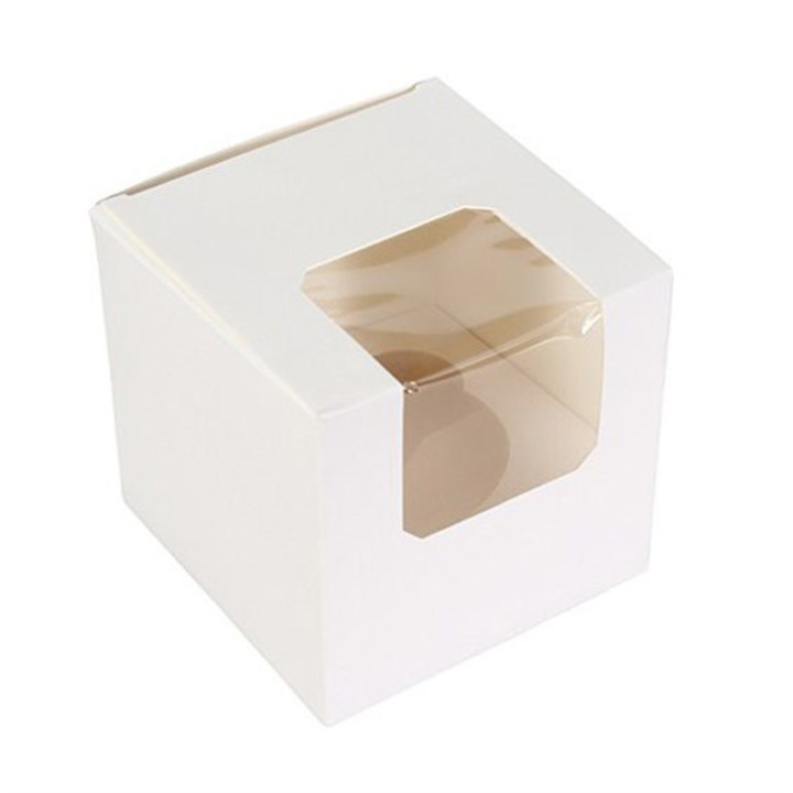 Bulk Pack - White Single Window Cupcake Box - Pack of 25