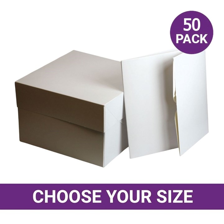 White Cake Boxes & Lids - Pack of 50