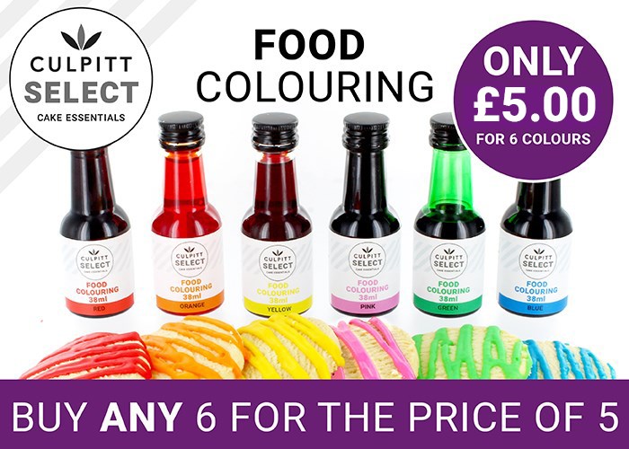 6 for the price of 5 on Culpitt Select food colours