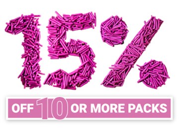 15% off 15 or more packs