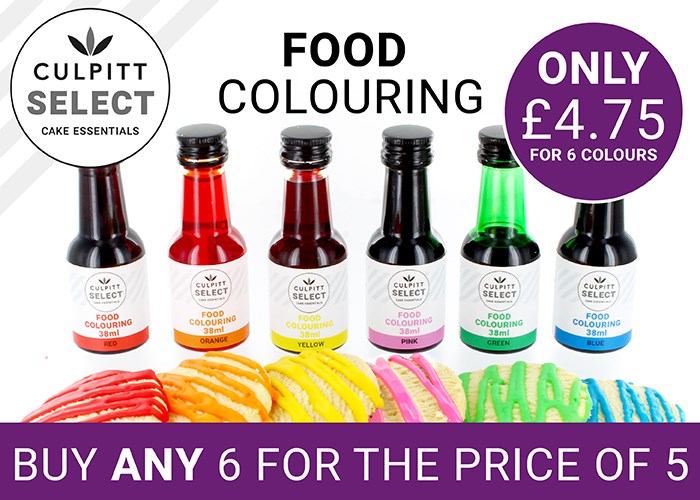 6 for the price of 5 on Culpitt Select food colours