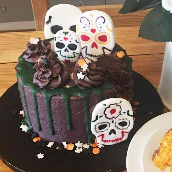 DIY Spooky Halloween Skull Cake - Strange & Charmed