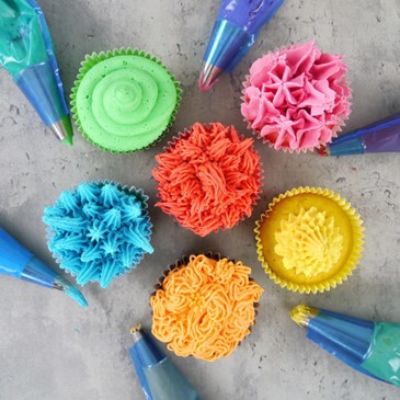 Piping Bags and Coloured Cupcakes