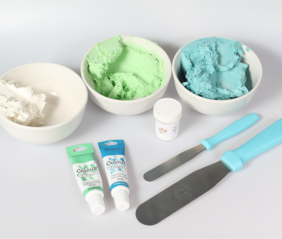 All the ingredients for an underwater themed cake