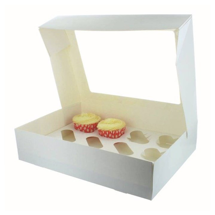 Bulk Pack White 12 Hole Window Cupcake Box Pack of 25 Craft Company