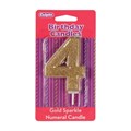 Gold Sparkle Numeral Candle - 4 Alternative Image