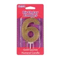 Gold Sparkle Numeral Candle - 6 Alternative Image