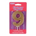 Gold Sparkle Numeral Candle - 9 Alternative Image