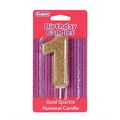 Gold Sparkle Numeral Candle - 1 Alternative Image