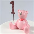 Cake Star Plastic Cake Topper Decoration - Pink Teddy Alternative Image