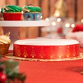 Red & Gold Christmas Trees Ribbon - 36mm Alternative Image