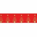 Red & Gold Christmas Trees Ribbon - 36mm Alternative Image