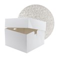 9" Round Silver Cake Drum Board & White Cake Box Combo Alternative Image