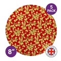 Culpitt Premium 8" Round Red Christmas Holly Cake Boards - 5 Pack Alternative Image