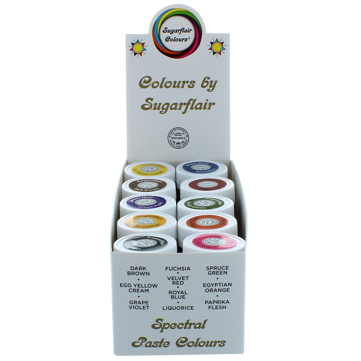 Sugarflair Concentrated Food Colours - Mixed Set OF 10 Spectral Pastes For  Cakes