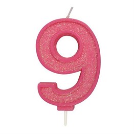 Pink Sparkle Numeral Candle Number 5-70mm 