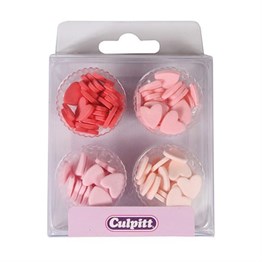 Culpitt Red & Pink Mini Sugar Heart Cake Topper Decorations