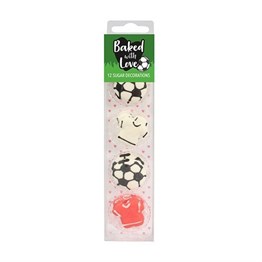 Football Sugar Cake Decorations by Baked with Love - Pack of 12