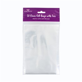 Culpitt Clear Gift Bags With Silver Ties - Pack of 50