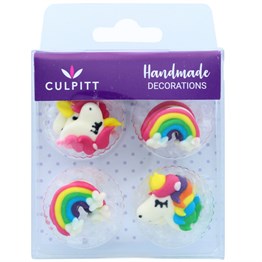 Culpitt Rainbows & Unicorn Sugar Cake Topper Decorations - Pack of 12