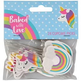 Unicorn and Rainbow Cupcake Picks by Baked with Love