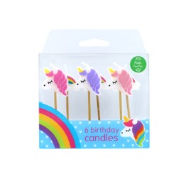 Unicorn & Rainbows Candles - Pack of 6