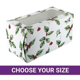 Vintage Holly Christmas Log Cake Boxes
