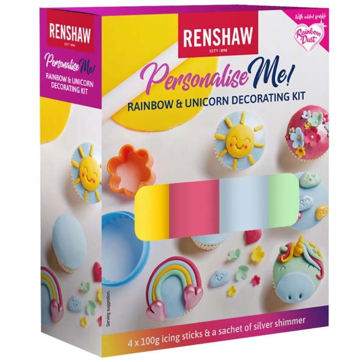 Renshaw - Multipack -Rainbow & Unicorn Decorating Kit - 4 x 100g & 2g Shimmer - SALE