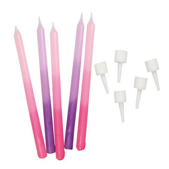 Pink/Purple Ombre Candles - Pack of 12