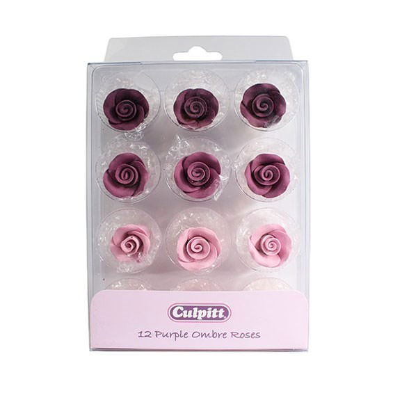 Culpitt Purple Ombre Sugar Roses - Pack of 12