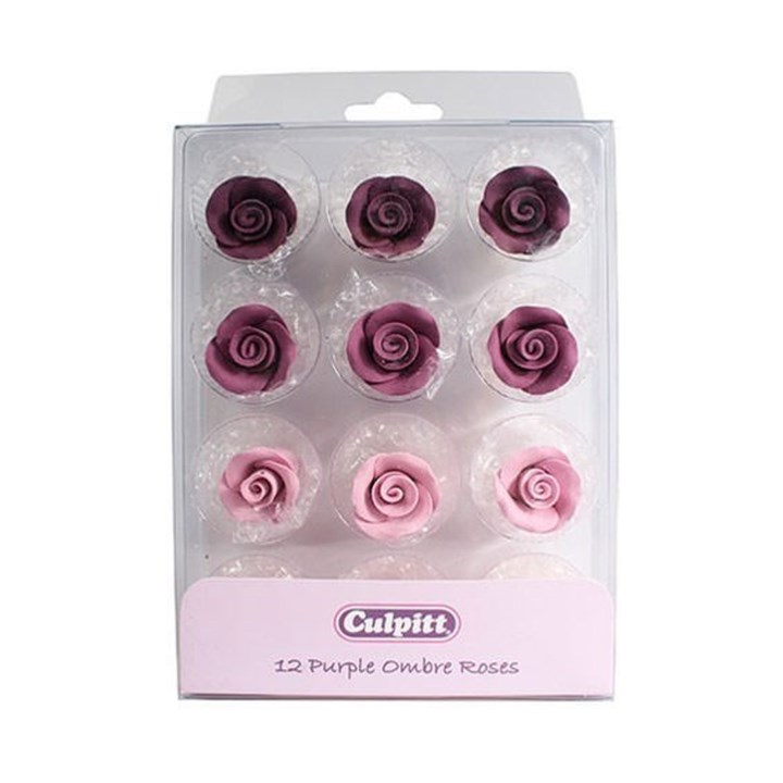 Culpitt Purple Ombre Sugar Roses - Pack of 12