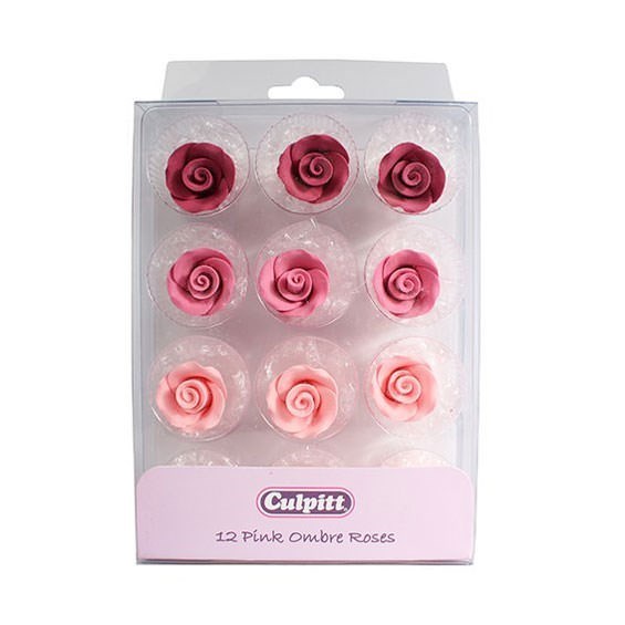 Culpitt Pink Ombre Sugar Roses - Pack of 12