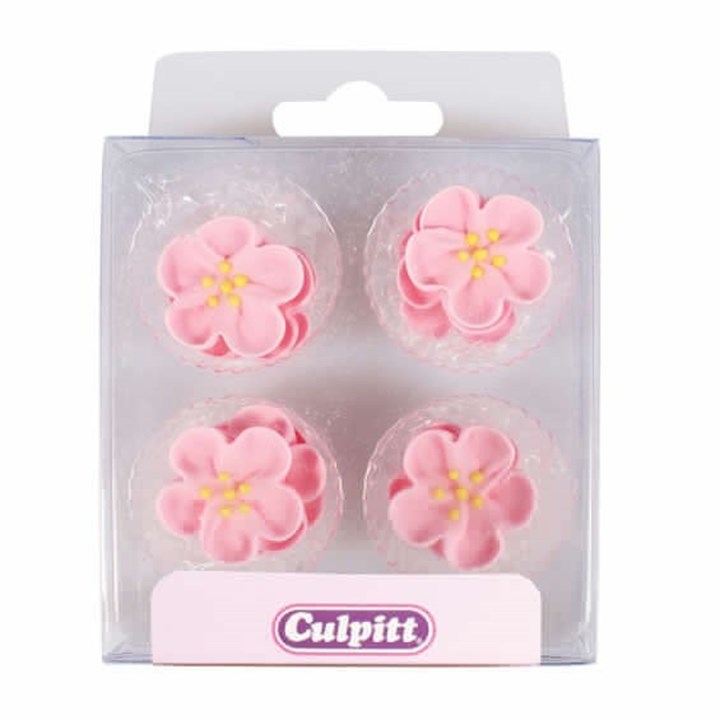 Culpitt Pink Sugar Flower Decorations - Pack of 12