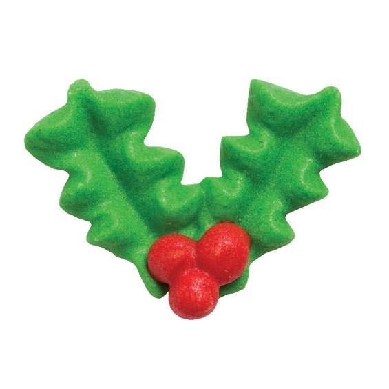 Culpitt Holly & Berry Christmas Sugar Cake Decorations - Pack of 12