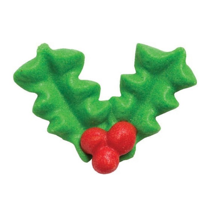 Culpitt Holly & Berry Christmas Sugar Cake Decorations - Pack of 12