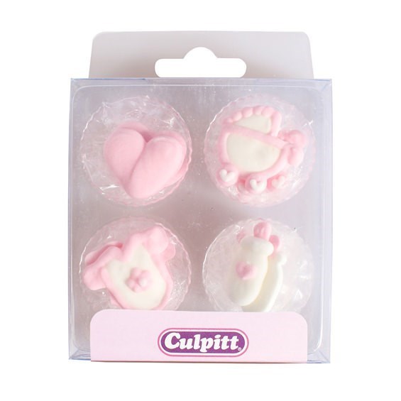 Culpitt Pink Baby Sugar Decorations - Pack of 12