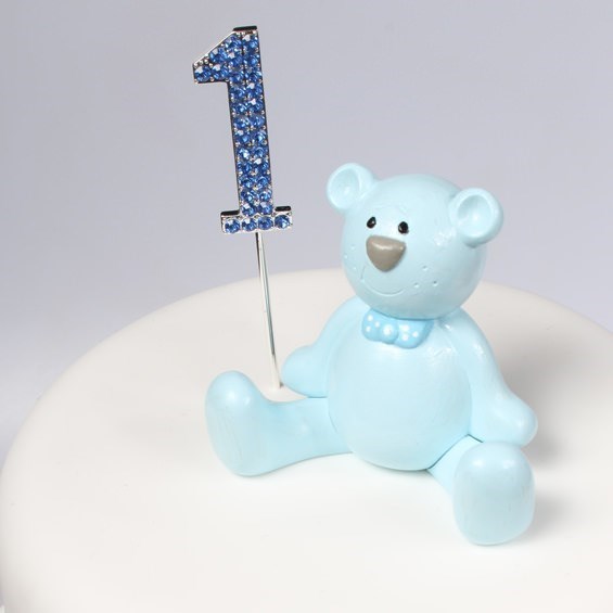 Cake Star Plastic Cake Topper Decoration - Blue Teddy
