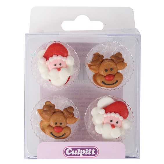 Culpitt Reindeer & Santa Christmas Sugar Decorations - Pack of 12