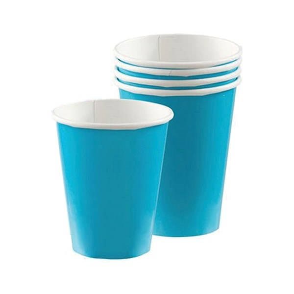 Caribbean Blue Paper Party Cups - Pack of 20