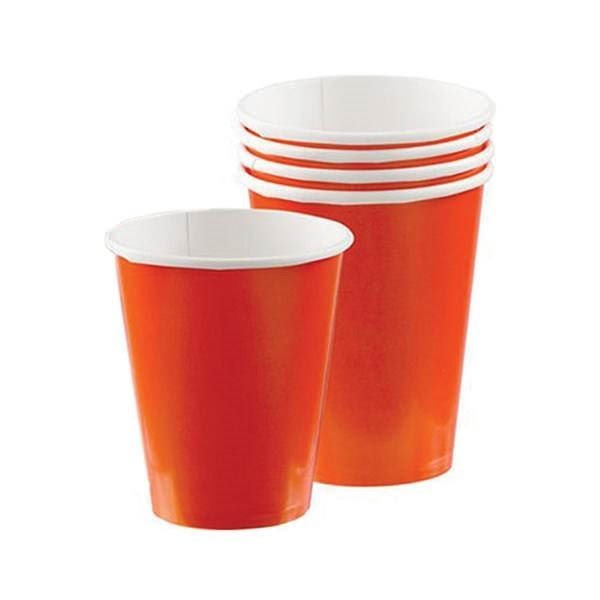 Orange Paper Party Cups - Pack of 20