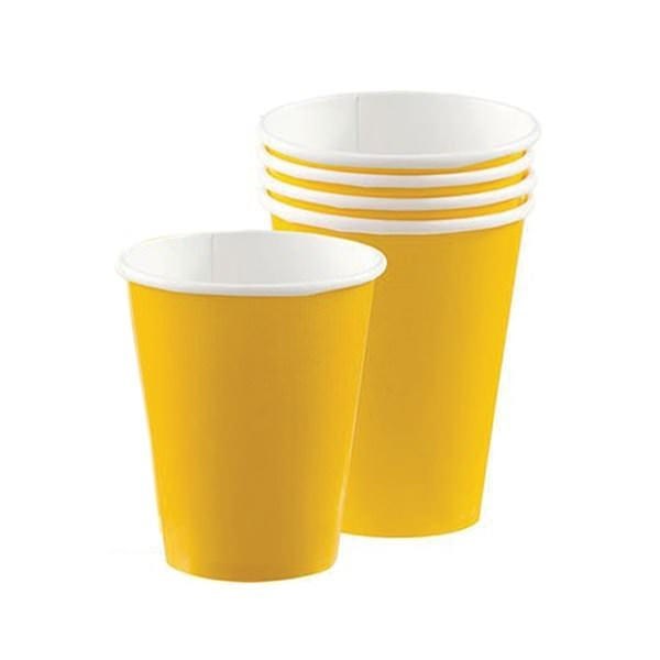 Yellow Paper Party Cups - Pack of 20