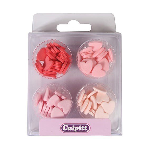 Culpitt Red & Pink Mini Sugar Heart Cake Topper Decorations