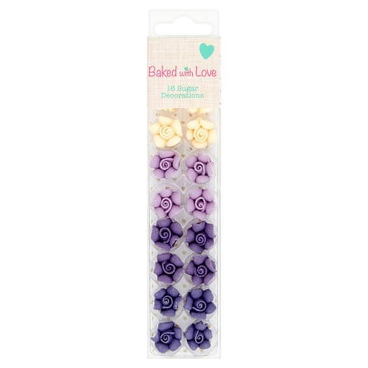 Purple Ombre Sugar Flower Cake Decorations by Baked with Love