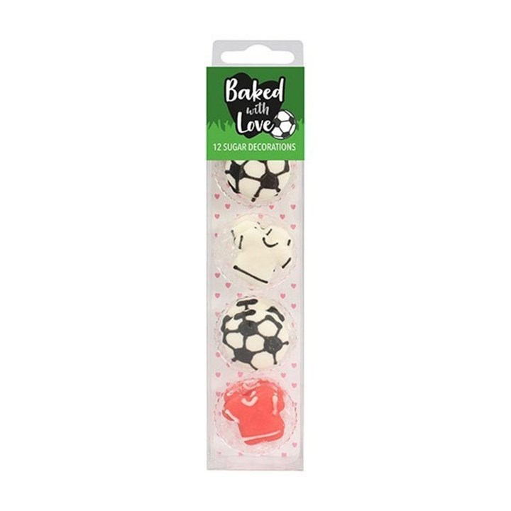 Football Sugar Cake Decorations by Baked with Love - Pack of 12