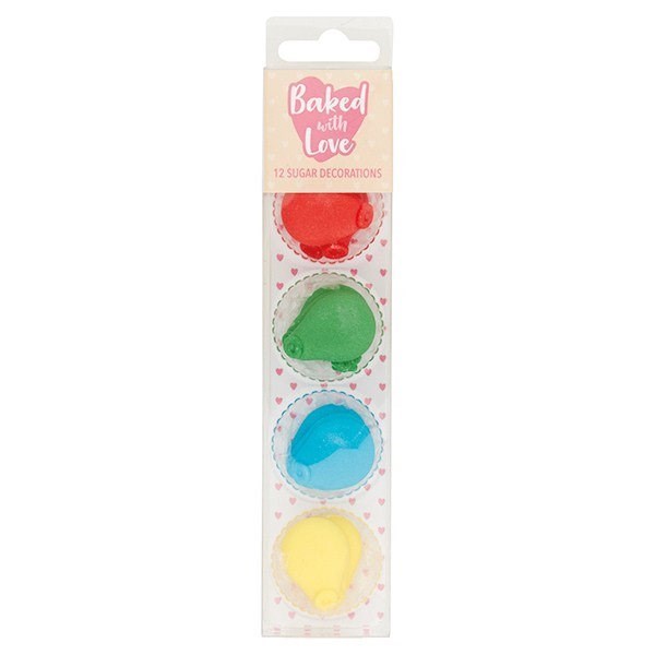 Balloon Sugar Cake Decorations by Baked with Love - Pack of 12
