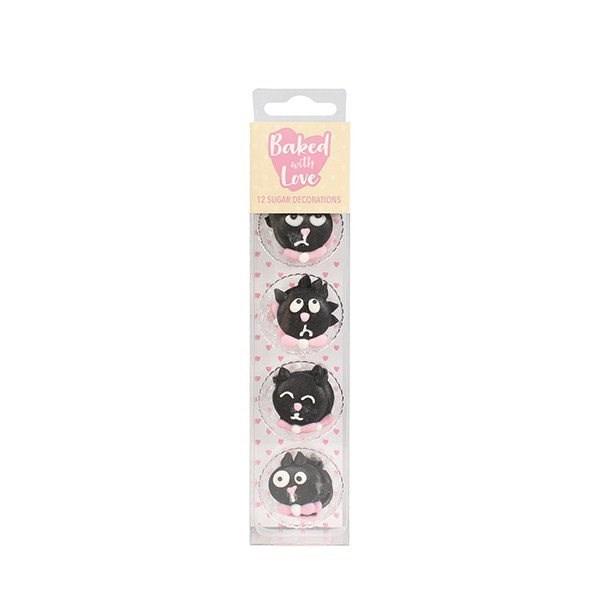 Black Cat Sugar Cake Decorations by Baked with Love